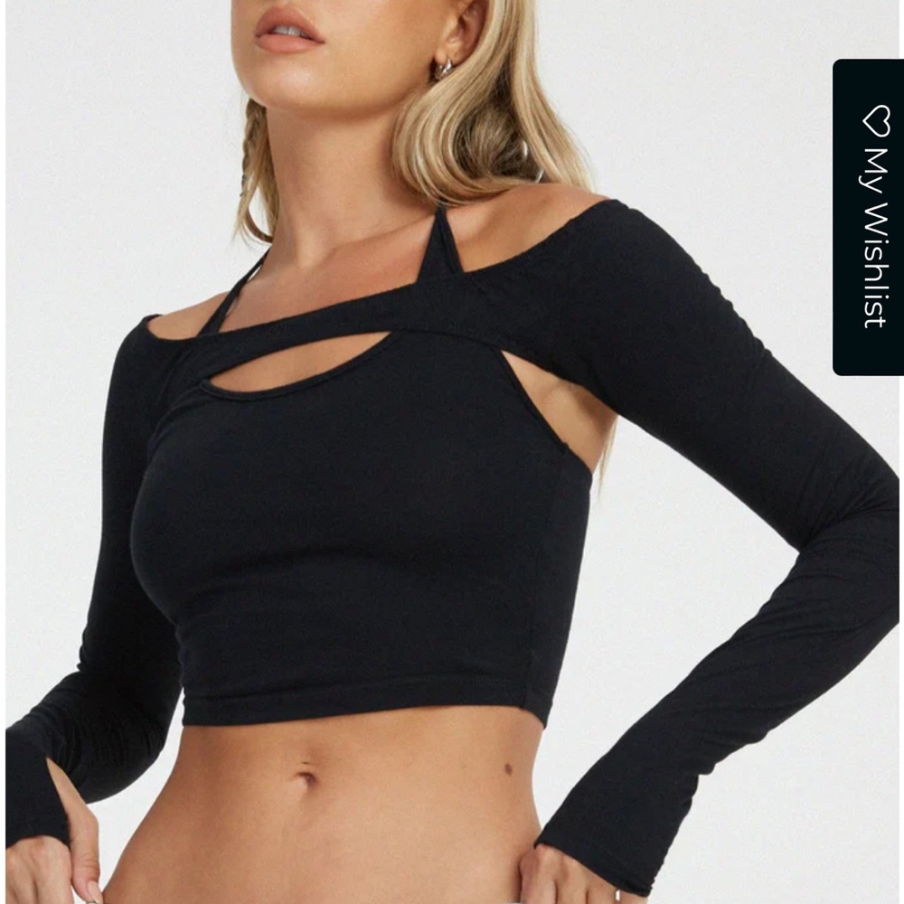 Motel Rocks Brandy Long Sleeve Top in Black